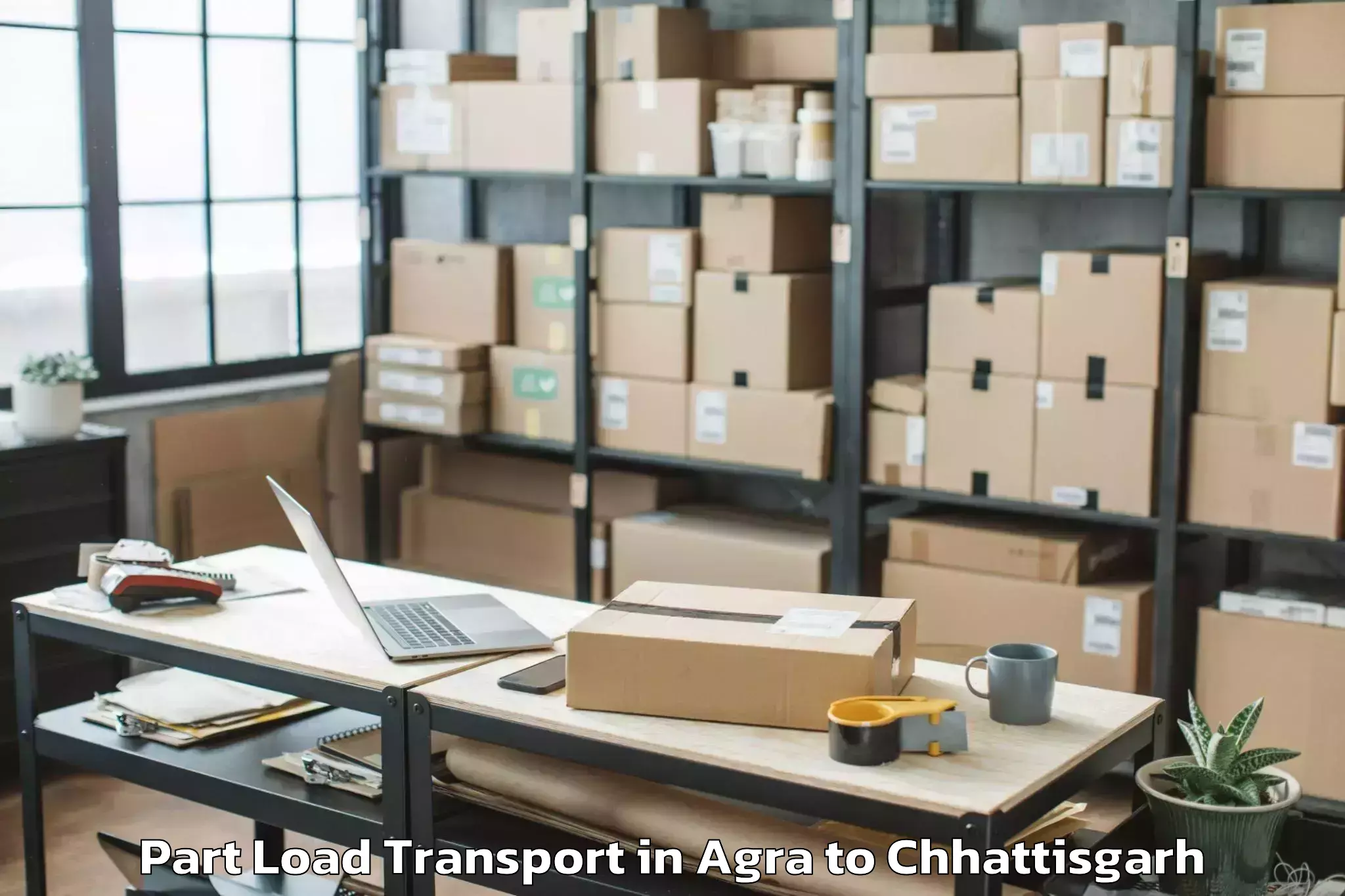 Book Agra to Raipur Airport Rpr Part Load Transport